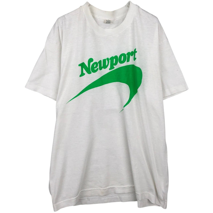 80s-90'S Screen Stars Newport Advertising T-Shirt, Made in USA, Women's Size L (approx.), Vintage cotton white type Vintage Second Hand