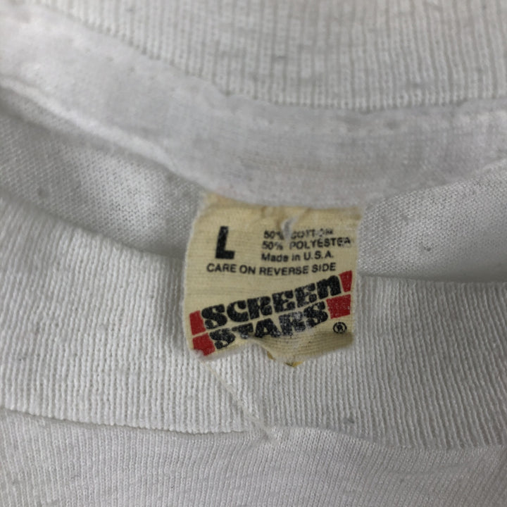 80s-90'S Screen Stars Newport Advertising T-Shirt, Made in USA, Women's Size L (approx.), Vintage cotton white type Vintage Second Hand