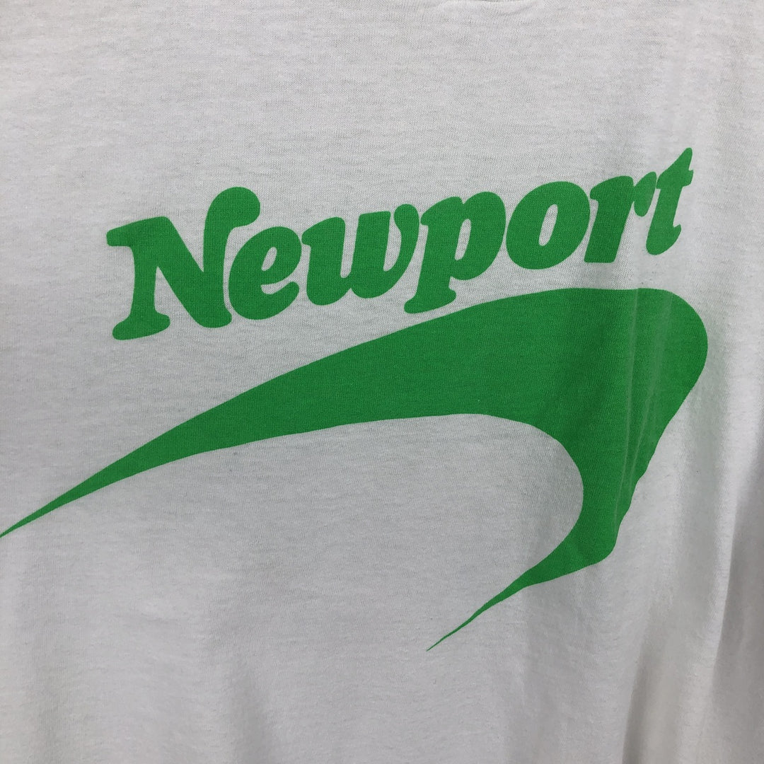 80s-90'S Screen Stars Newport Advertising T-Shirt, Made in USA, Women's Size L (approx.), Vintage cotton white type Vintage Second Hand
