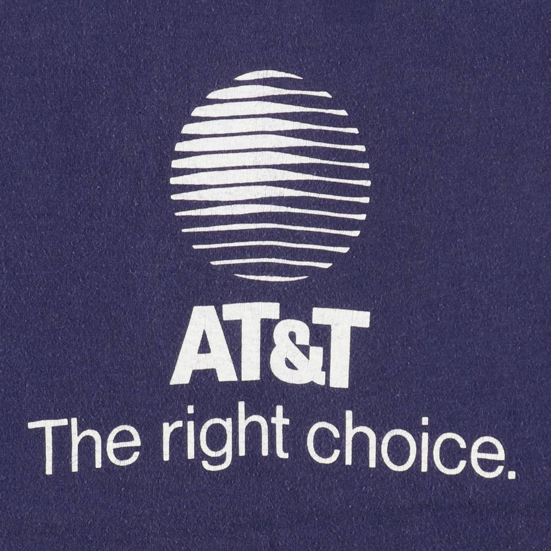 Vintage AT and T advertising T-shirt from the 1990s, women's size S equivalent. unclear navy blue type Vintage Second Hand