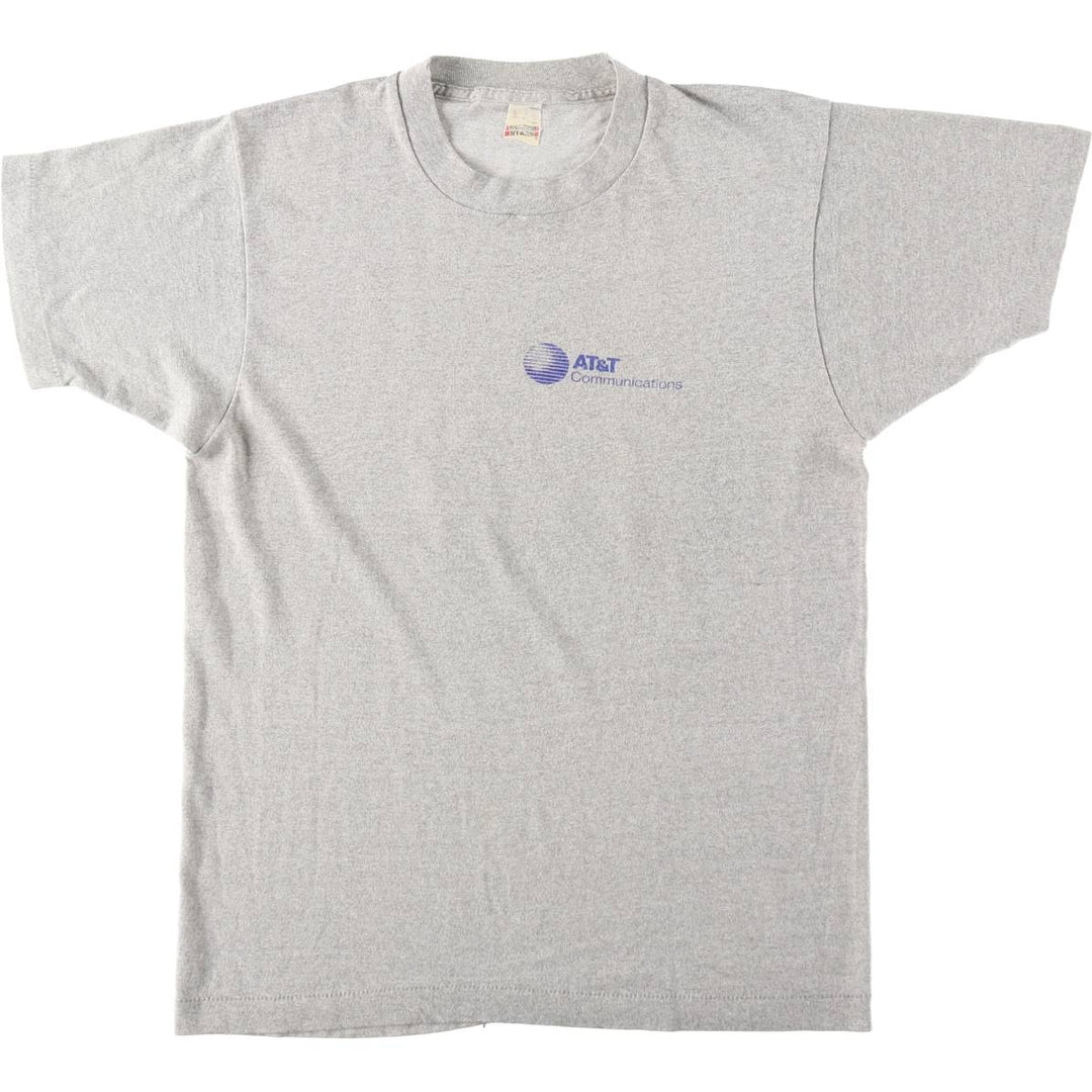 80s-90'S Screen Stars AT & T Communications Advertising T-Shirt, Made in USA, Women's Size L (approx.), Vintage unclear gray type Vintage Second Hand