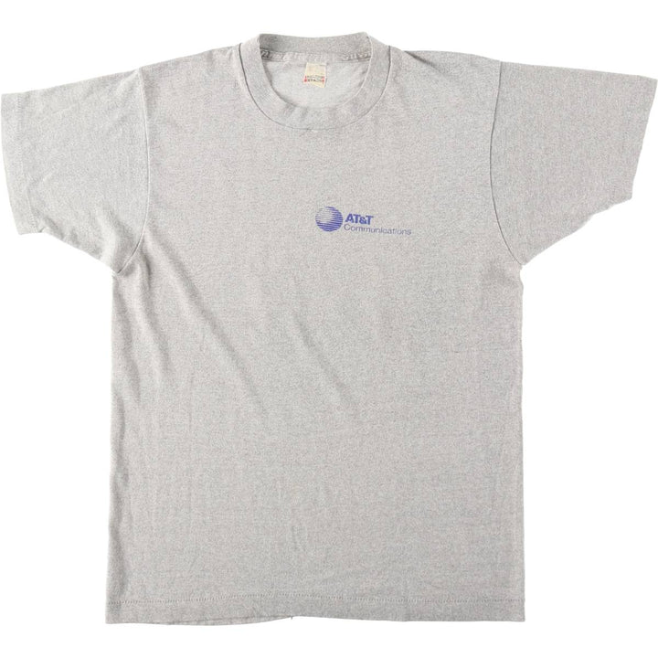 80s-90'S Screen Stars AT & T Communications Advertising T-Shirt, Made in USA, Women's Size L (approx.), Vintage unclear gray type Vintage Second Hand