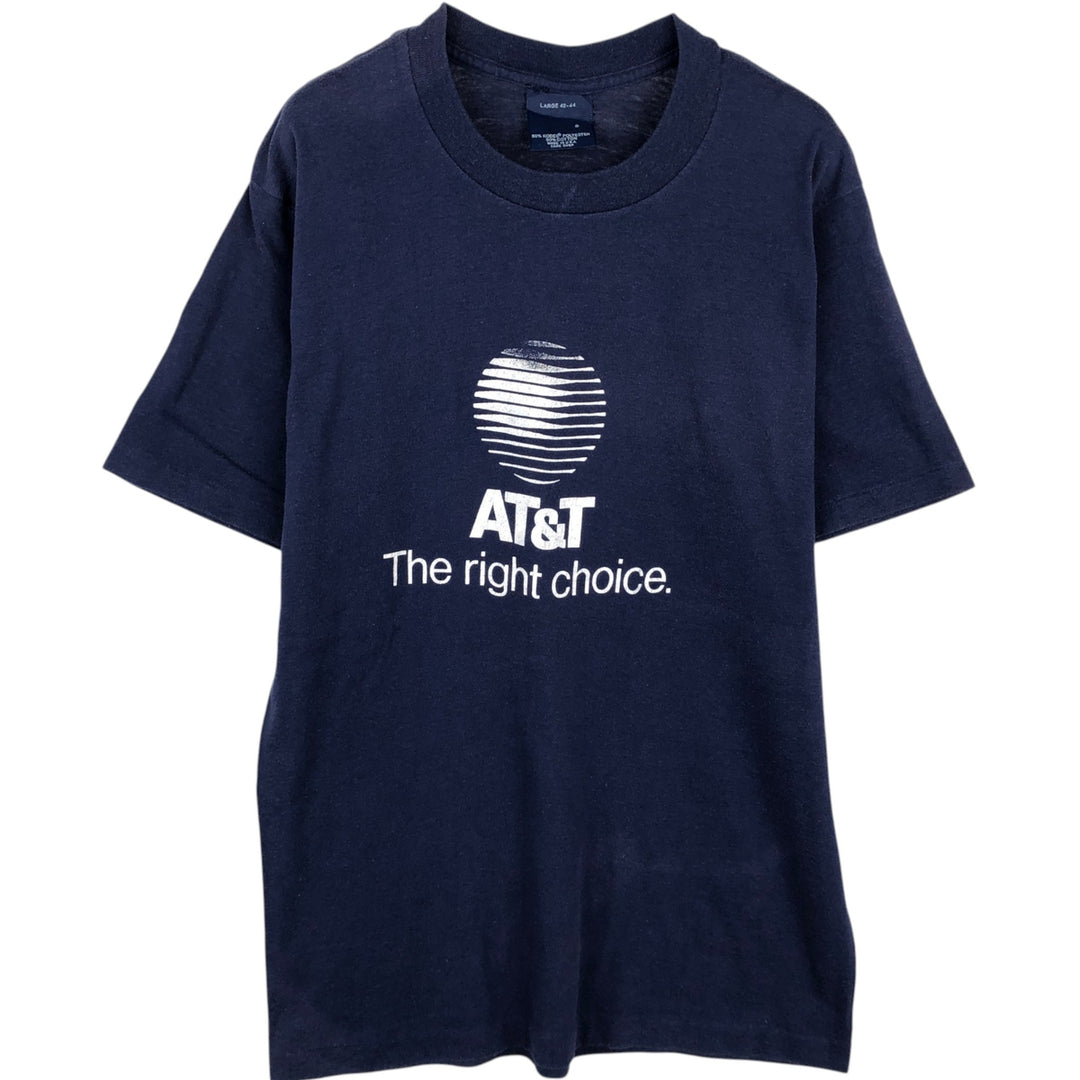 90'S AT&T Advertising T-Shirt, Made in USA, Women's Size L (Equivalent), Vintage polyester navy blue type Vintage Second Hand