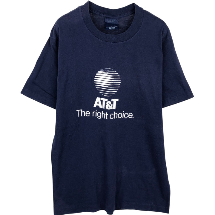 90'S AT&T Advertising T-Shirt, Made in USA, Women's Size L (Equivalent), Vintage polyester navy blue type Vintage Second Hand