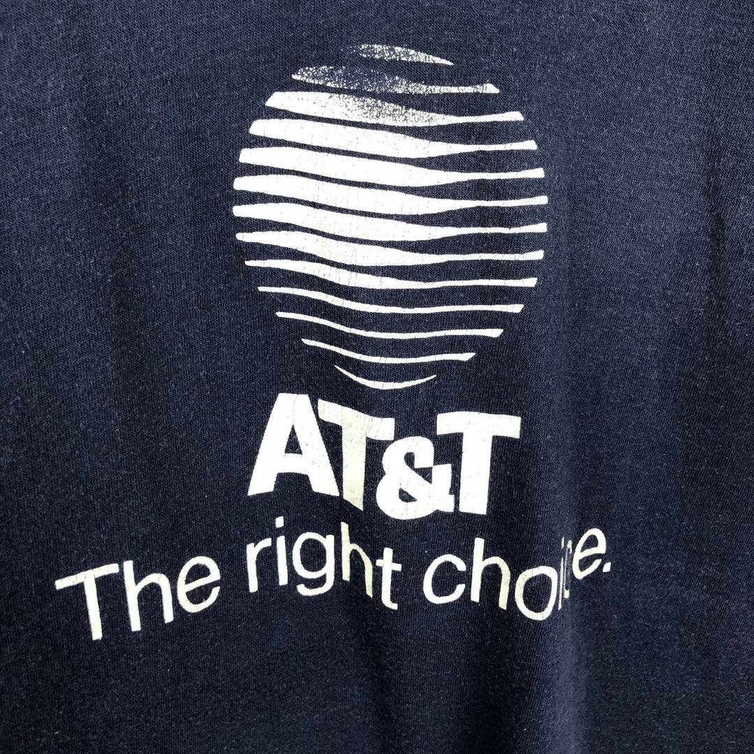 90'S AT&T Advertising T-Shirt, Made in USA, Women's Size L (Equivalent), Vintage polyester navy blue type Vintage Second Hand