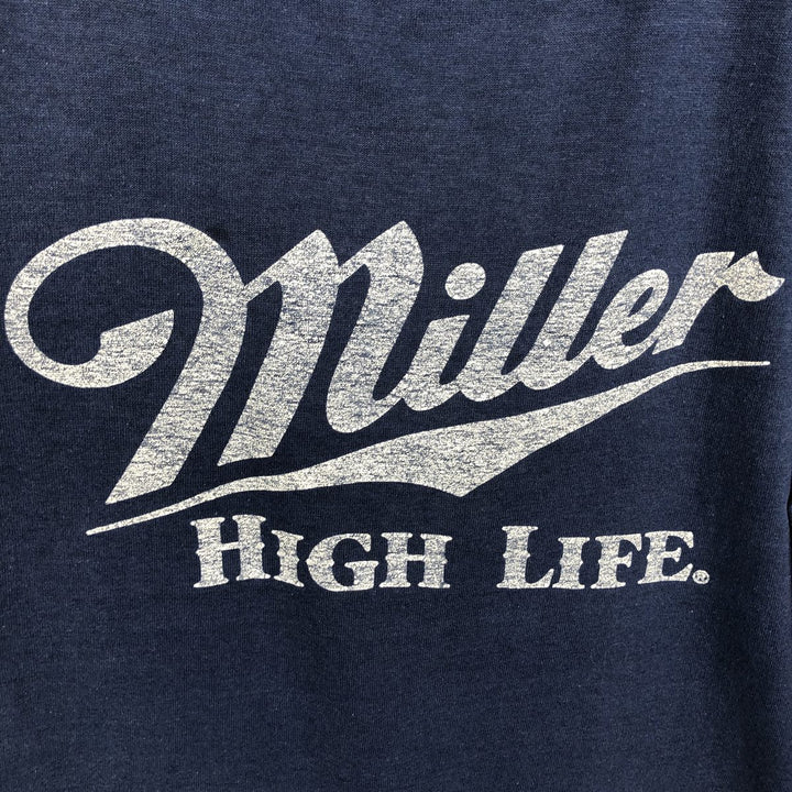 80'S MEDALLION Miller High Life Advertising T-Shirt, Made in USA, Women's Size L (approx.), Vintage cotton navy blue type Vintage Second Hand