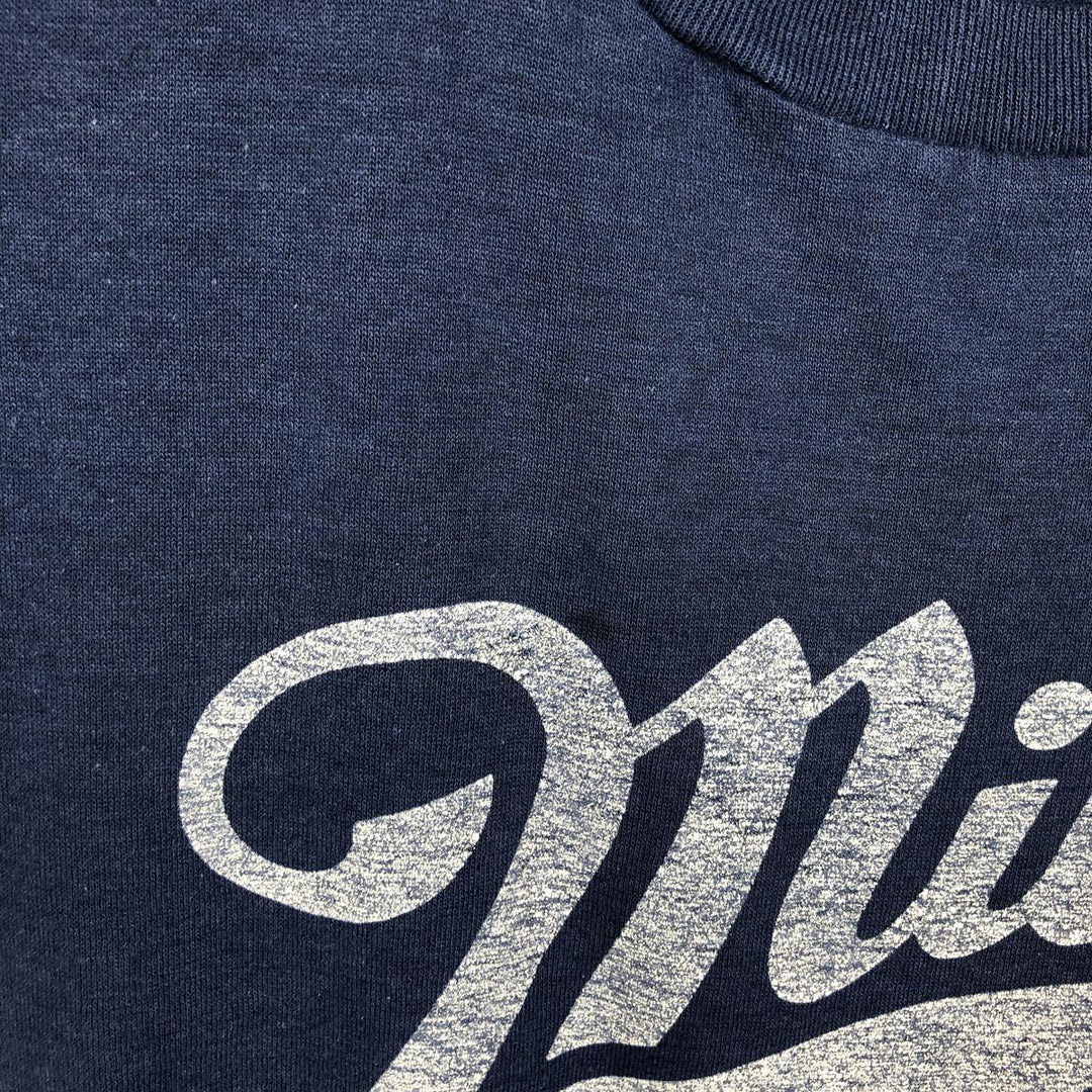 80'S MEDALLION Miller High Life Advertising T-Shirt, Made in USA, Women's Size L (approx.), Vintage cotton navy blue type Vintage Second Hand