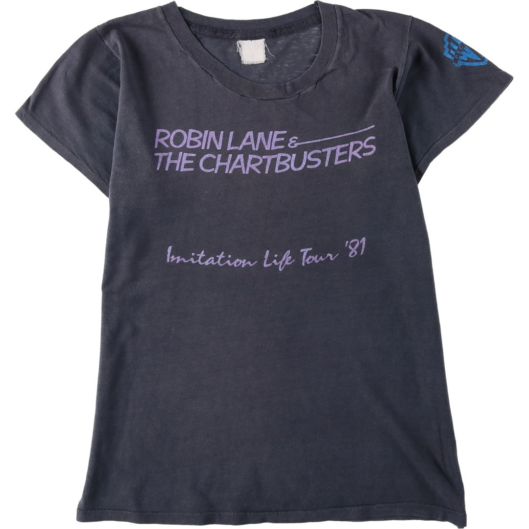 Robin Lane and The Chartbusters band t-shirt, women's size S. unclear Charcoal Vintage Second Hand