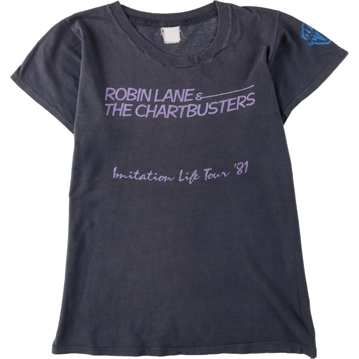 Robin Lane and The Chartbusters band t-shirt, women's size S. unclear Charcoal Vintage Second Hand