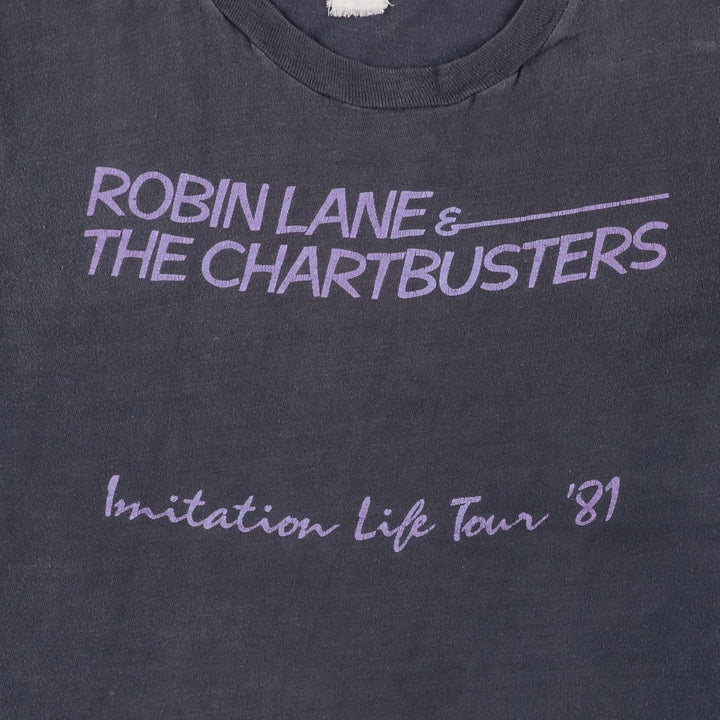 Robin Lane and The Chartbusters band t-shirt, women's size S. unclear Charcoal Vintage Second Hand