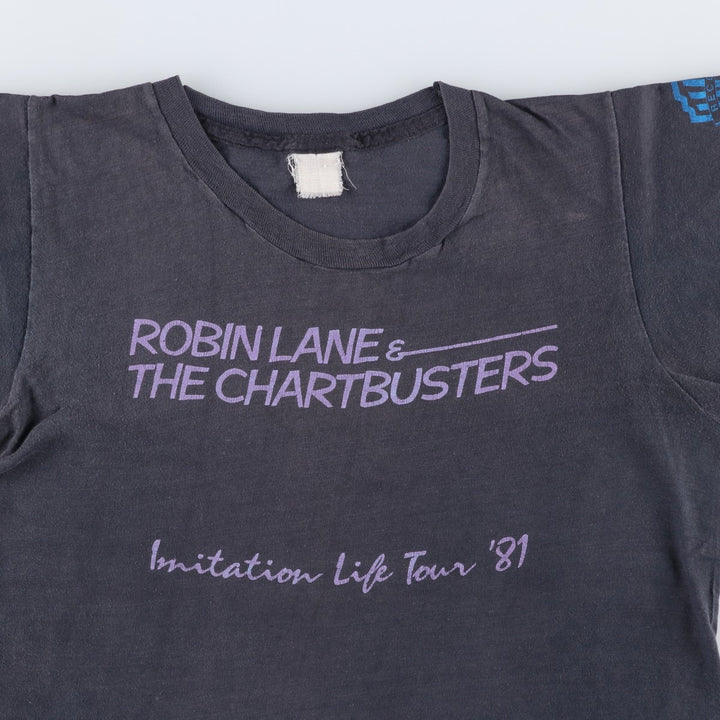 Robin Lane and The Chartbusters band t-shirt, women's size S. unclear Charcoal Vintage Second Hand