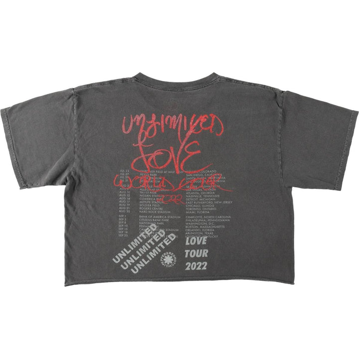 RED HOT CHILI PEPPERS Cut-off Band T-shirt (Women's Size L) cotton gray type Vintage Second Hand
