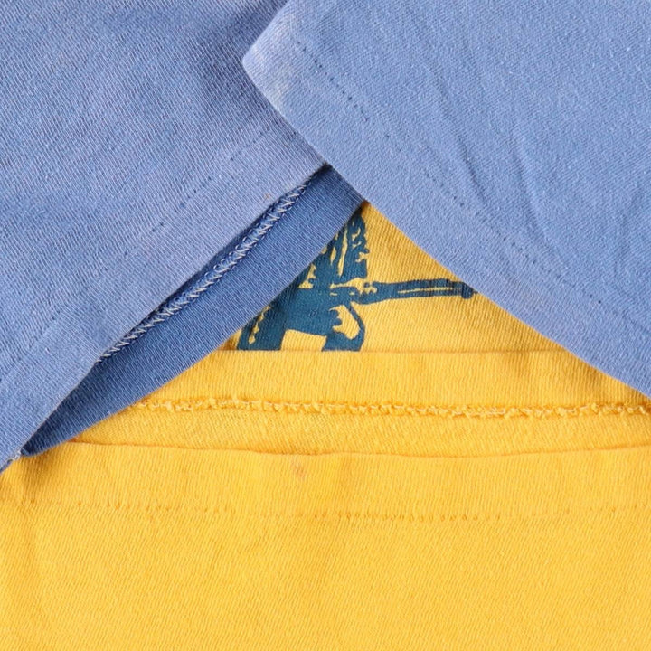 80s-era IMP PRINT Sportswear Triple Print Two-Tone College T-Shirt, Women's Size L (Equivalent), Vintage cotton yellow type Vintage Second Hand