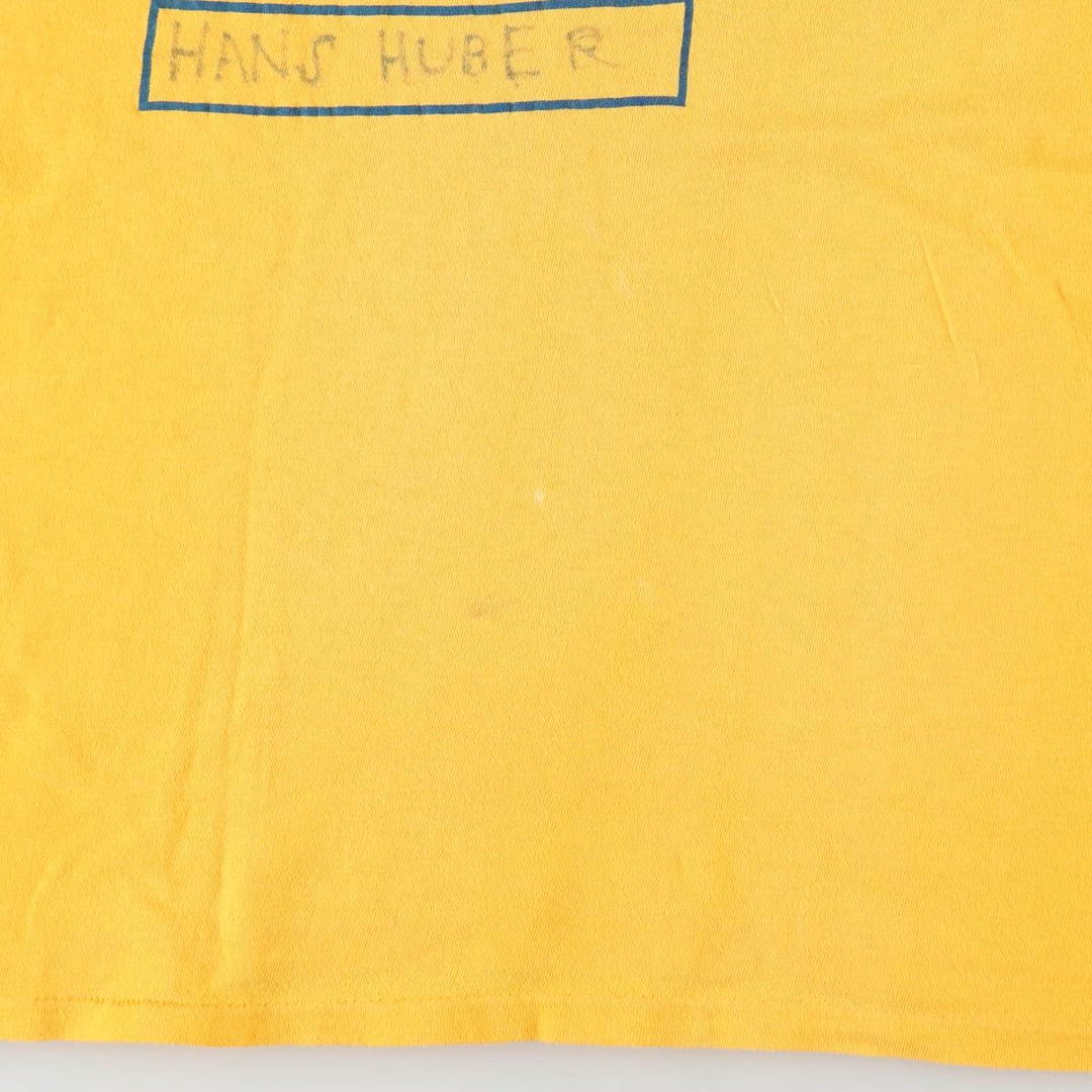 80s-era IMP PRINT Sportswear Triple Print Two-Tone College T-Shirt, Women's Size L (Equivalent), Vintage cotton yellow type Vintage Second Hand