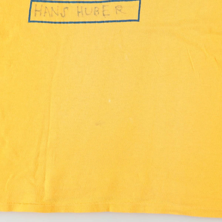 80s-era IMP PRINT Sportswear Triple Print Two-Tone College T-Shirt, Women's Size L (Equivalent), Vintage cotton yellow type Vintage Second Hand