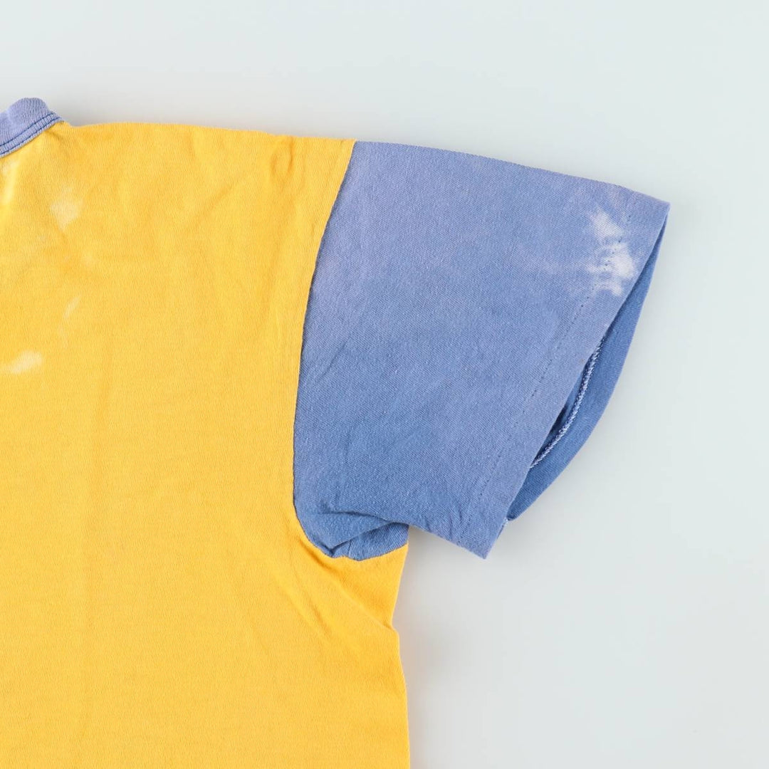 80s-era IMP PRINT Sportswear Triple Print Two-Tone College T-Shirt, Women's Size L (Equivalent), Vintage cotton yellow type Vintage Second Hand