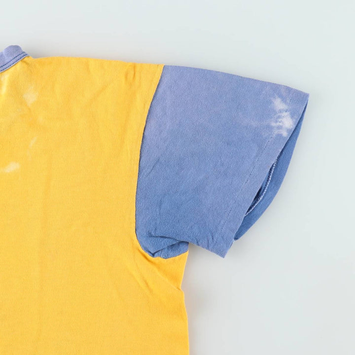 80s-era IMP PRINT Sportswear Triple Print Two-Tone College T-Shirt, Women's Size L (Equivalent), Vintage cotton yellow type Vintage Second Hand