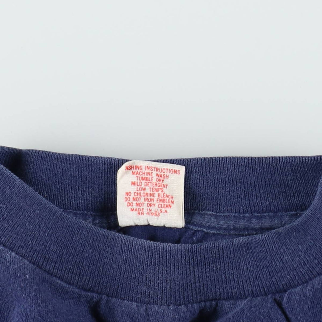 ~80'S Collegiate Pacific College T-shirt, Made in USA, Women's Size S (approx.), Vintage cotton navy blue type Vintage Second Hand