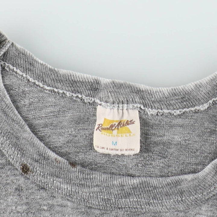 80'S Russell Triple Print College T-Shirt, Made in USA, Women's Size M (Equivalent), Vintage cotton gray type Vintage Second Hand