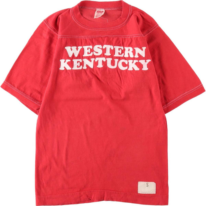 ~90'S H. WOLF AND SONS Football T-shirt, Made in USA, Women's Size S (approx.), Vintage cotton red type Vintage Second Hand