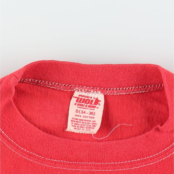 ~90'S H. WOLF AND SONS Football T-shirt, Made in USA, Women's Size S (approx.), Vintage cotton red type Vintage Second Hand