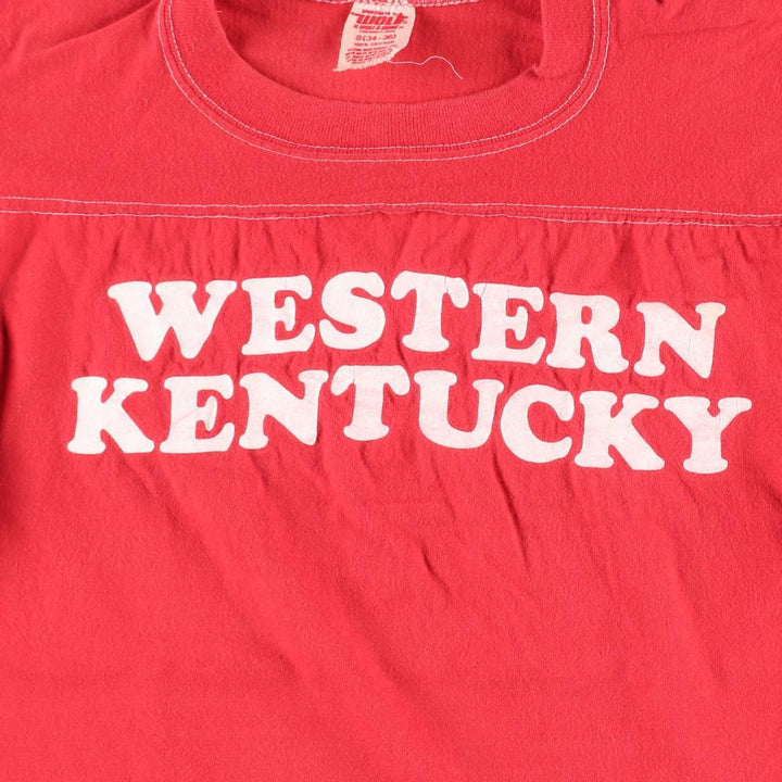 ~90'S H. WOLF AND SONS Football T-shirt, Made in USA, Women's Size S (approx.), Vintage cotton red type Vintage Second Hand