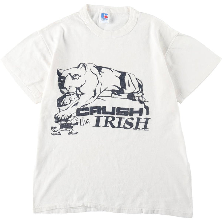 1980'S Russell University of Notre Dame Fighting Irish College T-shirt, Women's Size M (approx.), Vintage cotton white type Vintage Second Hand
