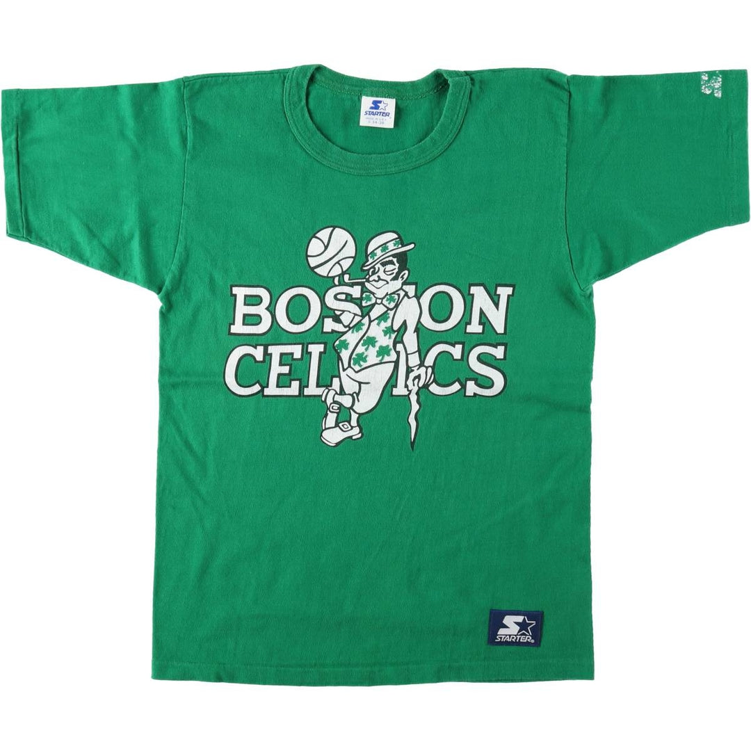 90'S Starter NBA Boston Celtics Sports Print T-Shirt, Made in USA, Women's Size S (Equivalent), Vintage cotton green type Vintage Second Hand