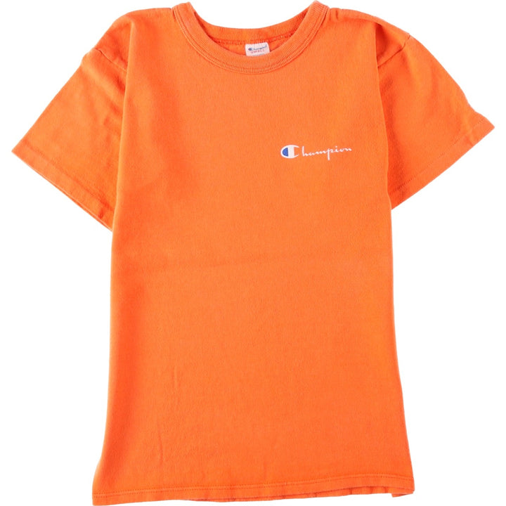 80'S Champion Tricolor Tag One-Point Logo T-Shirt, Made in USA, Women's Size S (approx.) cotton orange type Vintage Second Hand