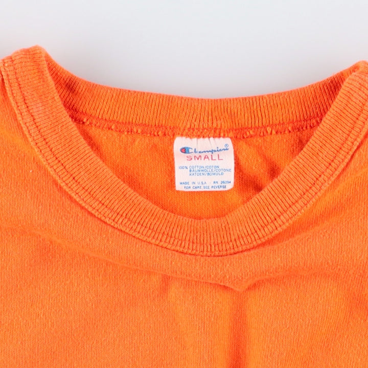 80'S Champion Tricolor Tag One-Point Logo T-Shirt, Made in USA, Women's Size S (approx.) cotton orange type Vintage Second Hand