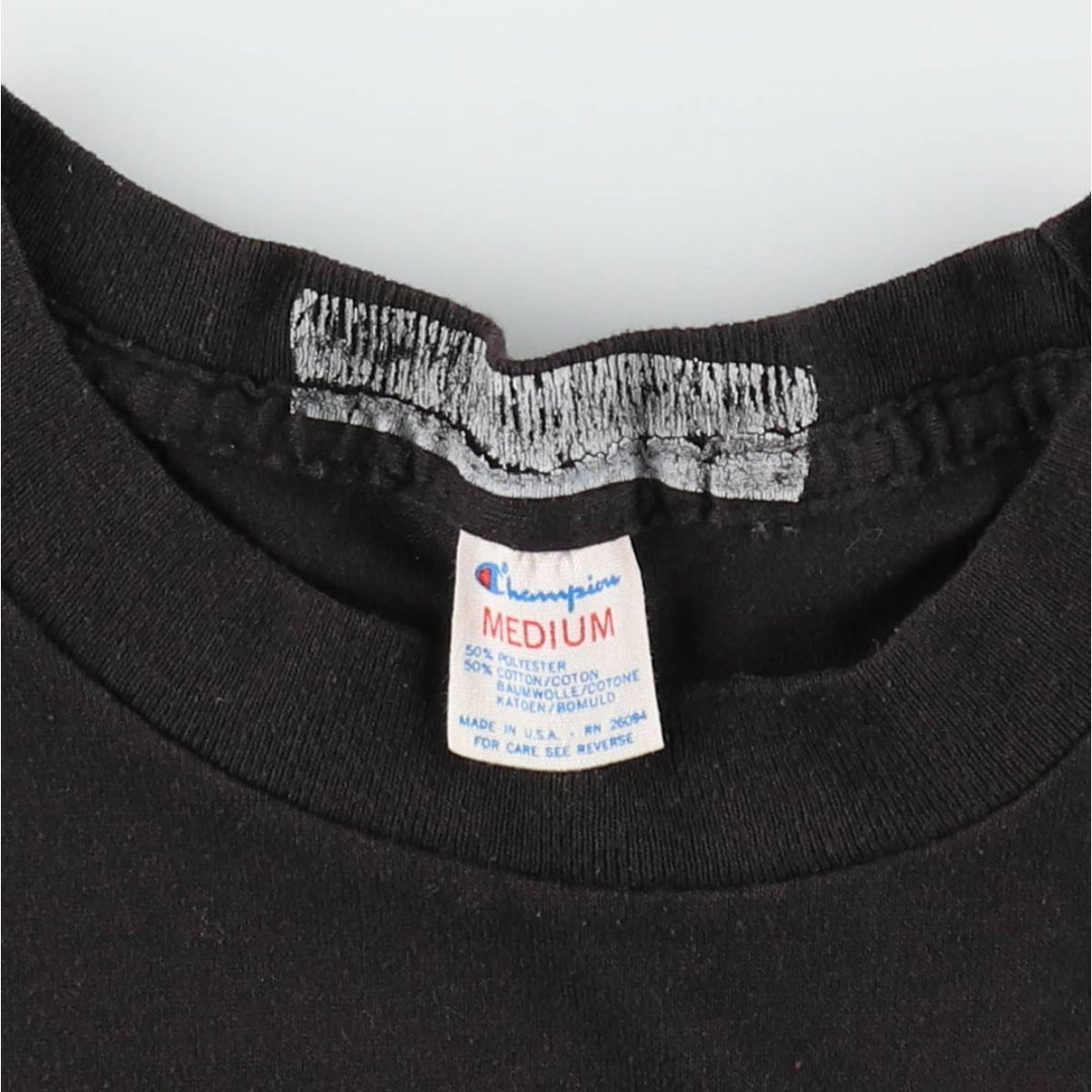 80'S Champion Tricolor Tag NFL Pittsburgh Steelers Sports Print T-Shirt, Made in USA, Women's Size M (approx.) polyester black type Vintage Second Hand