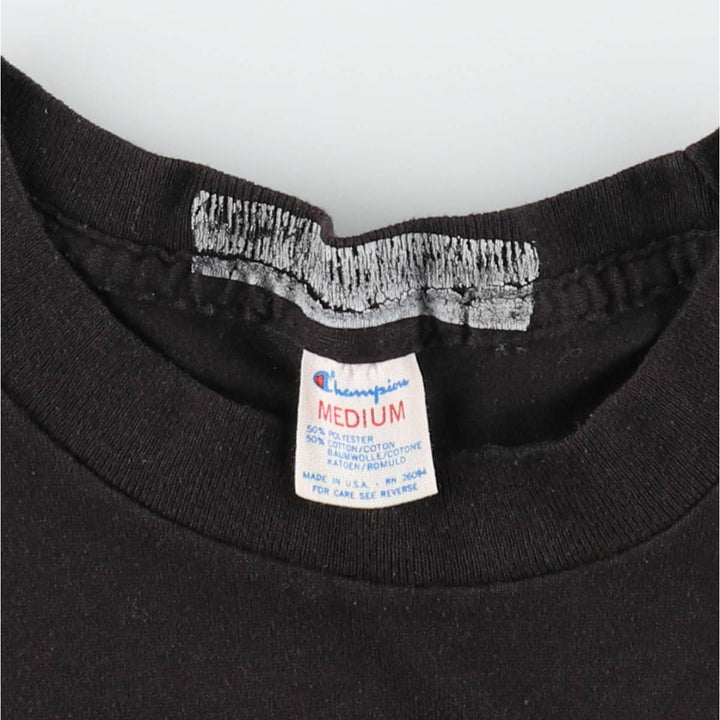 80'S Champion Tricolor Tag NFL Pittsburgh Steelers Sports Print T-Shirt, Made in USA, Women's Size M (approx.) polyester black type Vintage Second Hand