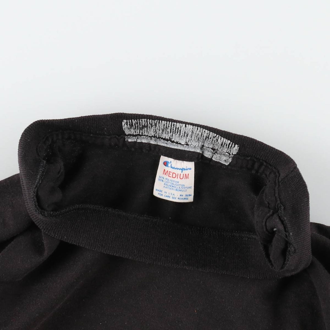 80'S Champion Tricolor Tag NFL Pittsburgh Steelers Sports Print T-Shirt, Made in USA, Women's Size M (approx.) polyester black type Vintage Second Hand