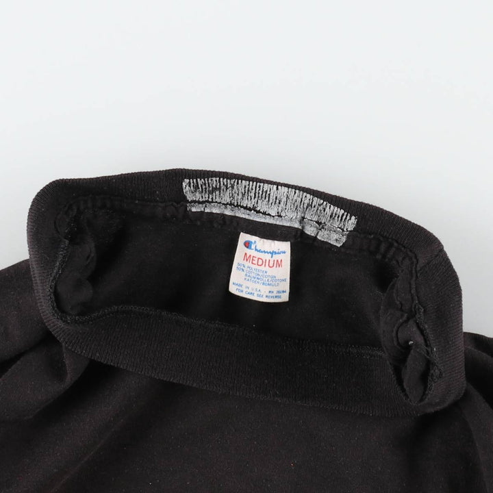 80'S Champion Tricolor Tag NFL Pittsburgh Steelers Sports Print T-Shirt, Made in USA, Women's Size M (approx.) polyester black type Vintage Second Hand