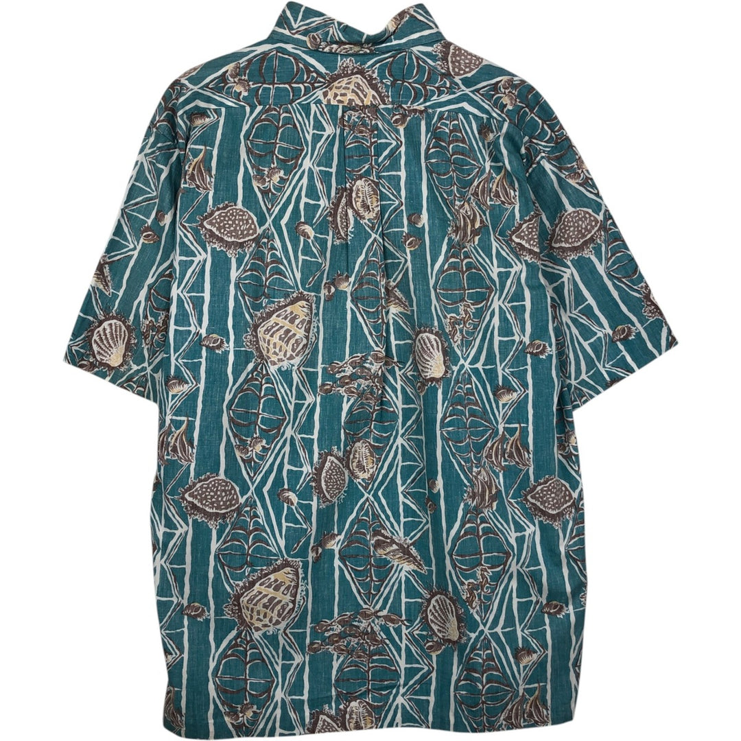 90'S Reyn Spooner Swimsuit Bikini Tag All-over Print Pullover Button-down Aloha Shirt Box Shirt Men's Size L (approx.) cotton blue type Vintage Second Hand