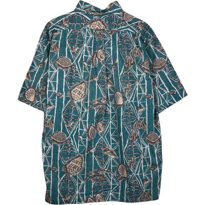 90'S Reyn Spooner Swimsuit Bikini Tag All-over Print Pullover Button-down Aloha Shirt Box Shirt Men's Size L (approx.) cotton blue type Vintage Second Hand