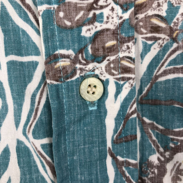 90'S Reyn Spooner Swimsuit Bikini Tag All-over Print Pullover Button-down Aloha Shirt Box Shirt Men's Size L (approx.) cotton blue type Vintage Second Hand