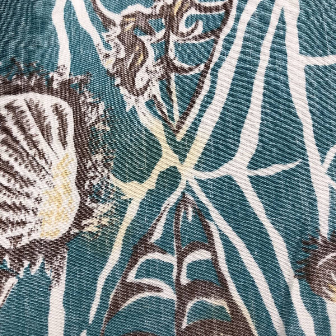 90'S Reyn Spooner Swimsuit Bikini Tag All-over Print Pullover Button-down Aloha Shirt Box Shirt Men's Size L (approx.) cotton blue type Vintage Second Hand