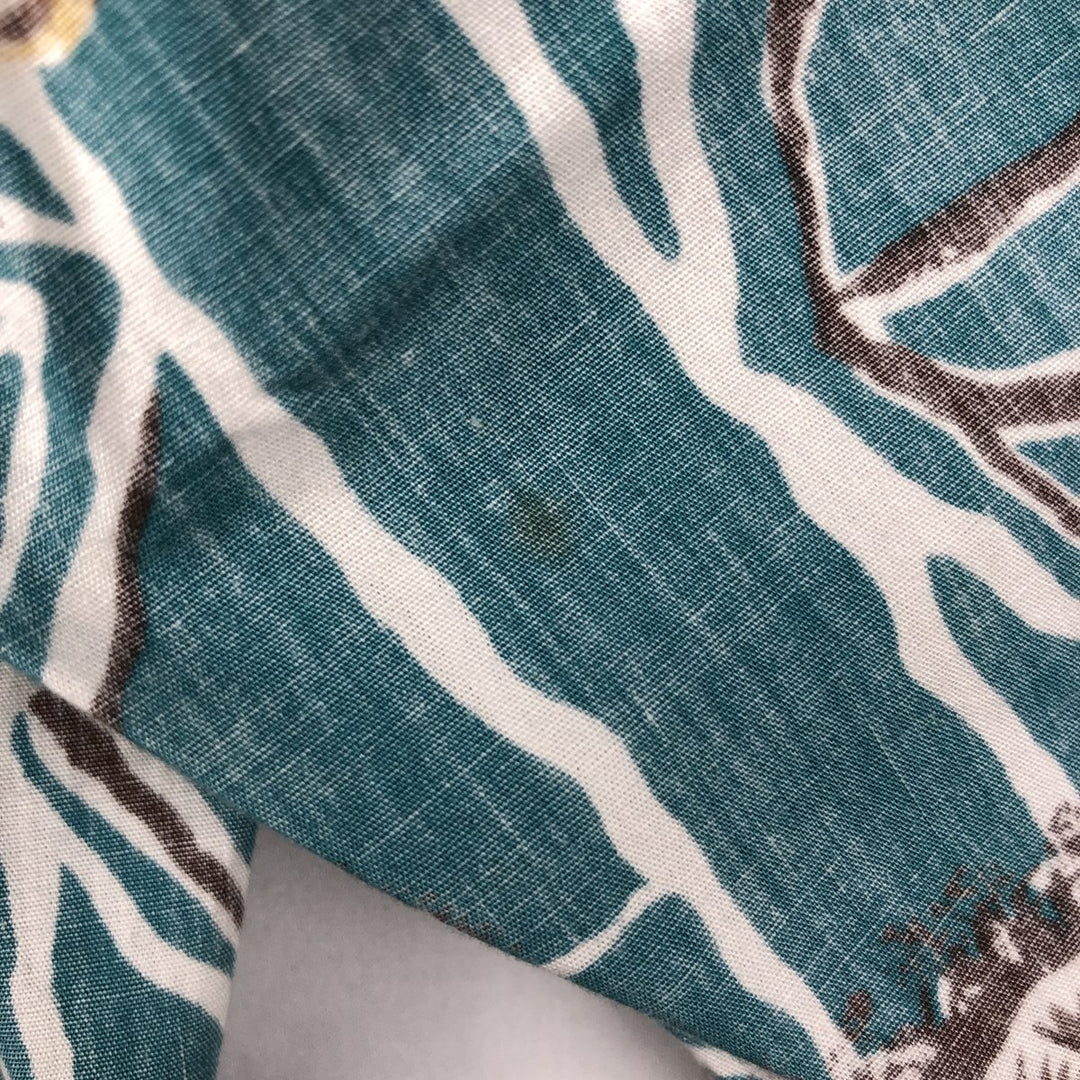 90'S Reyn Spooner Swimsuit Bikini Tag All-over Print Pullover Button-down Aloha Shirt Box Shirt Men's Size L (approx.) cotton blue type Vintage Second Hand