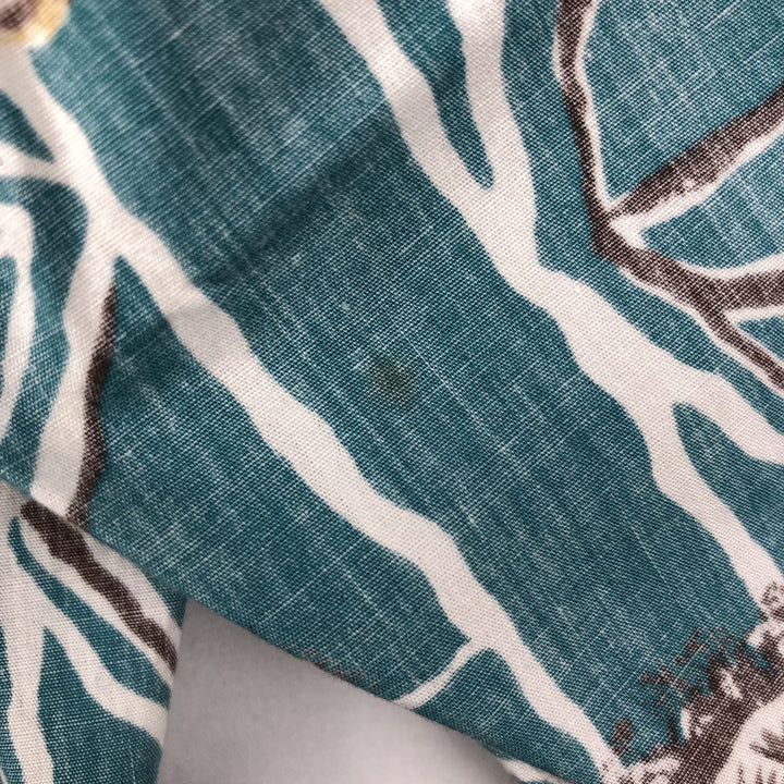 90'S Reyn Spooner Swimsuit Bikini Tag All-over Print Pullover Button-down Aloha Shirt Box Shirt Men's Size L (approx.) cotton blue type Vintage Second Hand