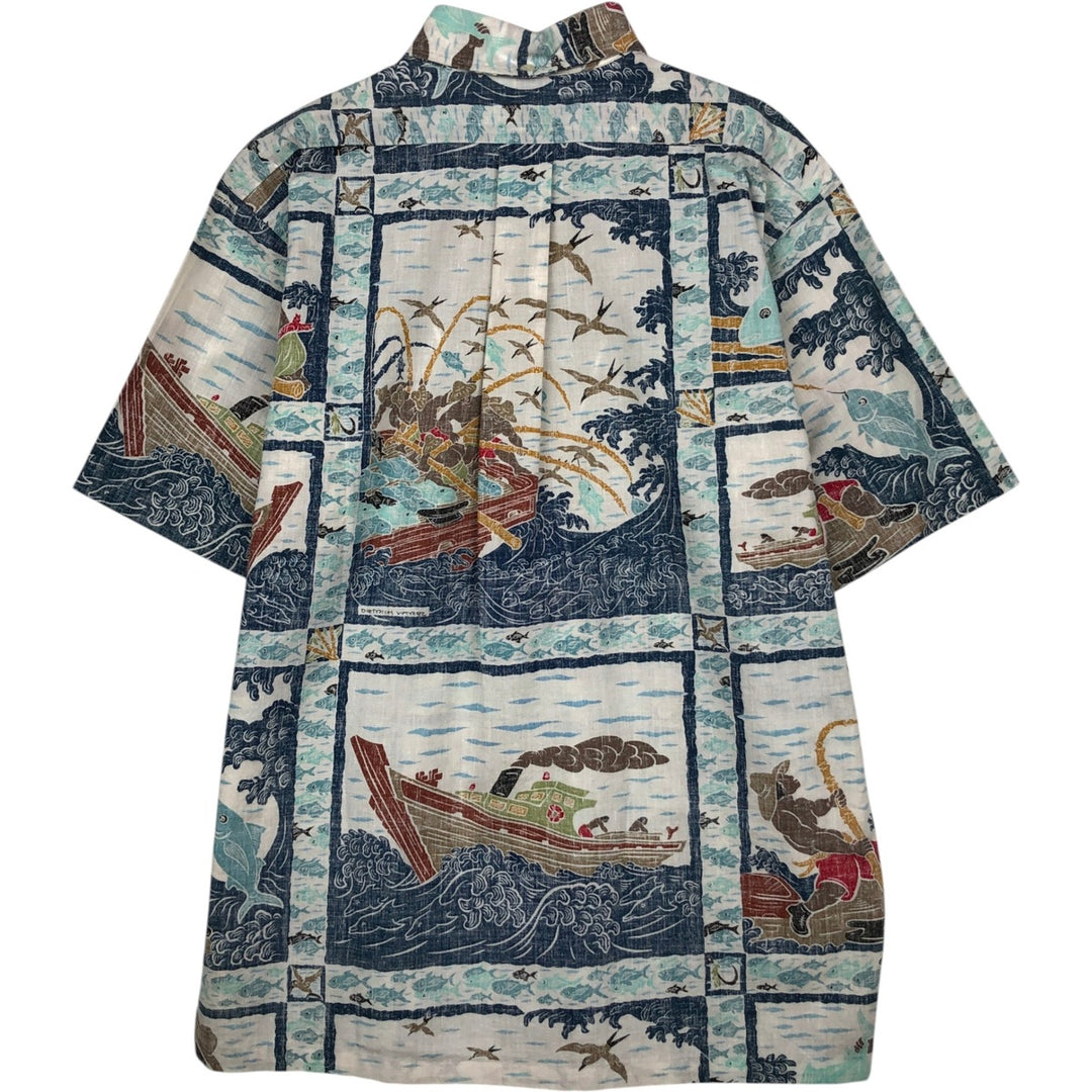 90'S Reyn Spooner DIETRICH VAREZ COLLECTION all-over print pullover button-down Aloha shirt boxy shirt cotton navy blue type Vintage Second Hand