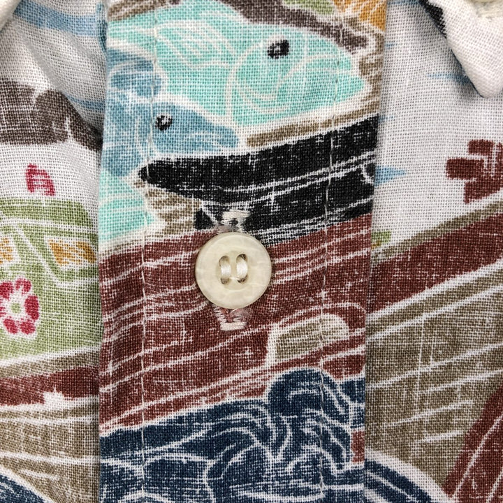 90'S Reyn Spooner DIETRICH VAREZ COLLECTION all-over print pullover button-down Aloha shirt boxy shirt cotton navy blue type Vintage Second Hand