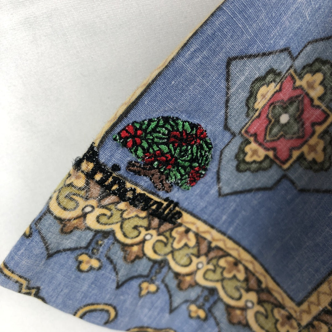 90'S Reyn Spooner Swimsuit Tag All-Over Print Pullover Button-Down Hawaiian Aloha Shirt Box Shirt Men's L Size cotton blue type Vintage Second Hand