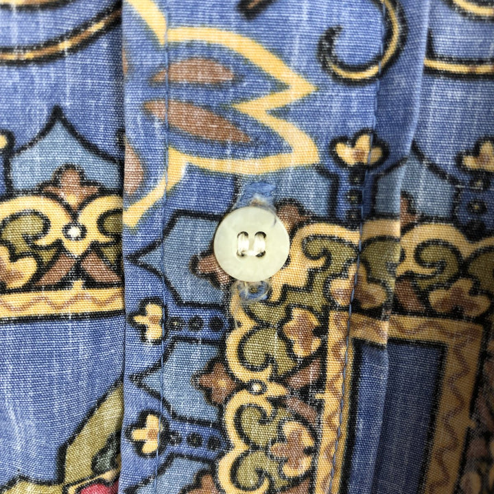 90'S Reyn Spooner Swimsuit Tag All-Over Print Pullover Button-Down Hawaiian Aloha Shirt Box Shirt Men's L Size cotton blue type Vintage Second Hand