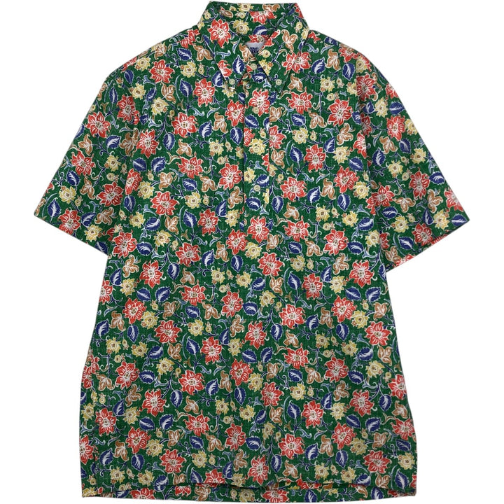 90'S Reyn Spooner swimwear tag, all-over print pullover button-down Aloha shirt, boxy shirt, men's size S (approx.) cotton green type Vintage Second Hand