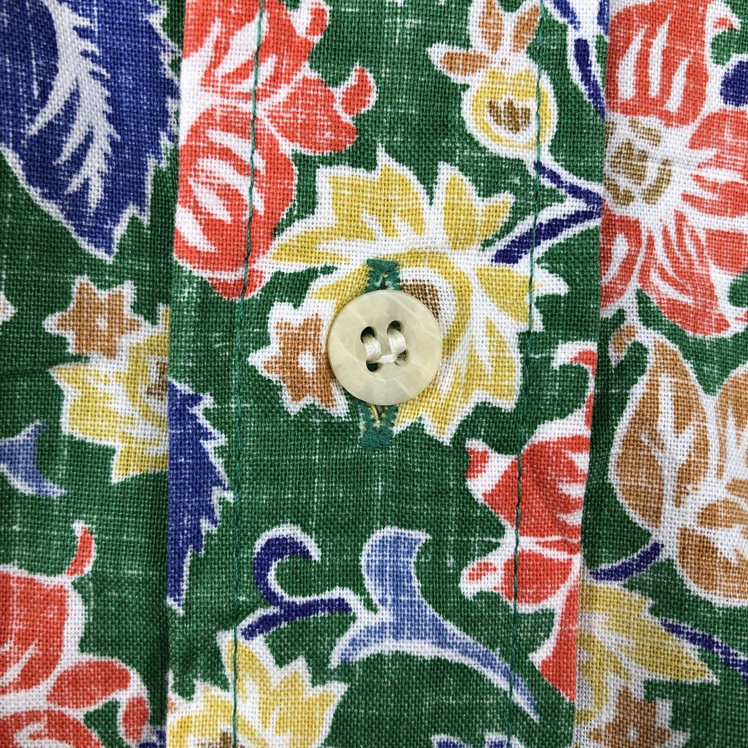90'S Reyn Spooner swimwear tag, all-over print pullover button-down Aloha shirt, boxy shirt, men's size S (approx.) cotton green type Vintage Second Hand