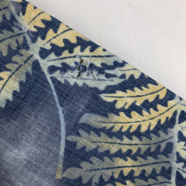 90'S Reyn Spooner swimwear tag, bikini tag, all-over leaf pattern, Hawaiian Aloha shirt, boxy shirt, men's size M (approx.) cotton blue type Vintage Second Hand