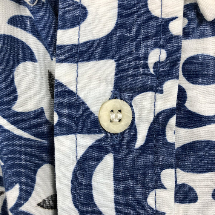 90'S Reyn Spooner Phil Edwards all-over print pullover button-down Aloha shirt, boxy shirt, men's size XXL equivalent. cotton blue type Vintage Second Hand