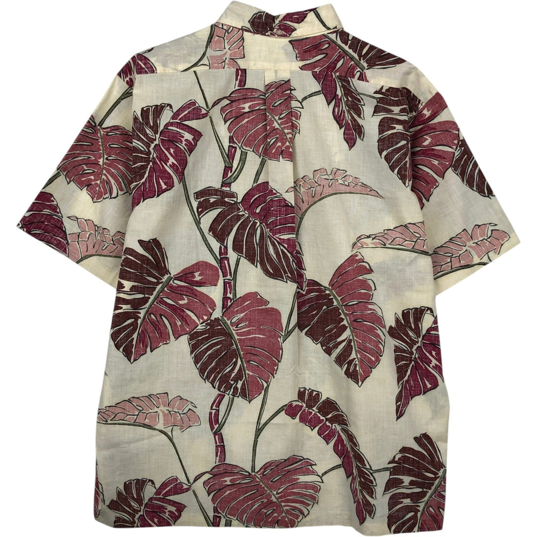 90'S Reyn Spooner Swimsuit Bikini Tag All-over Leaf Pattern Pullover Button-down Aloha Shirt Boxy Shirt cotton ivory Vintage Second Hand
