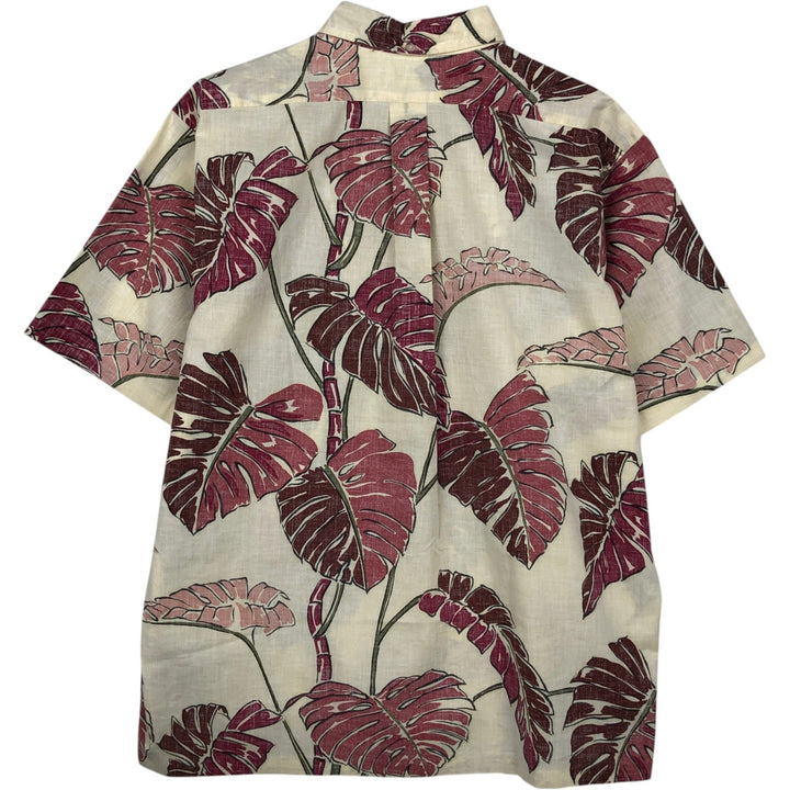 90'S Reyn Spooner Swimsuit Bikini Tag All-over Leaf Pattern Pullover Button-down Aloha Shirt Boxy Shirt cotton ivory Vintage Second Hand